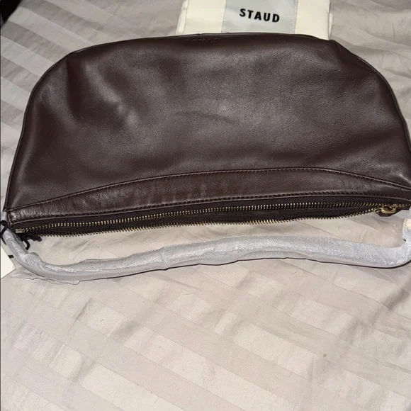 STAUD Demy Zip Leather Shoulder Bag Dark Espresso NWT - Picture 16 of 16